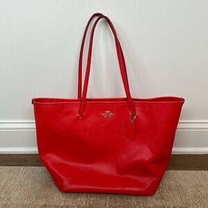 Red Coach tote bag
